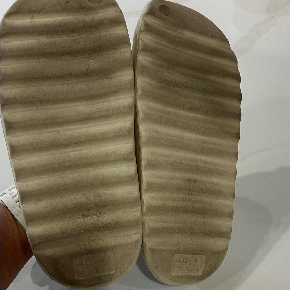 Cream Slide Sandals - Minimal Slip-On Slides - Picture 3 of 4